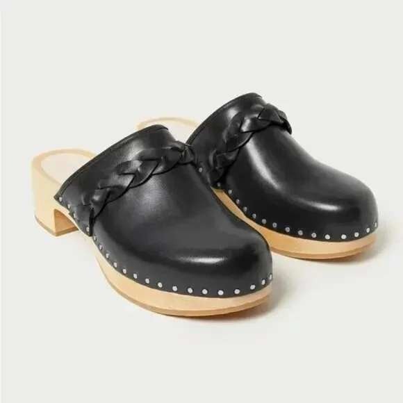 Loeffler Randall Shoes - Loeffler Randall Polina Black Leather Braided‎ Slide Clogs Mules\Size 7.5
